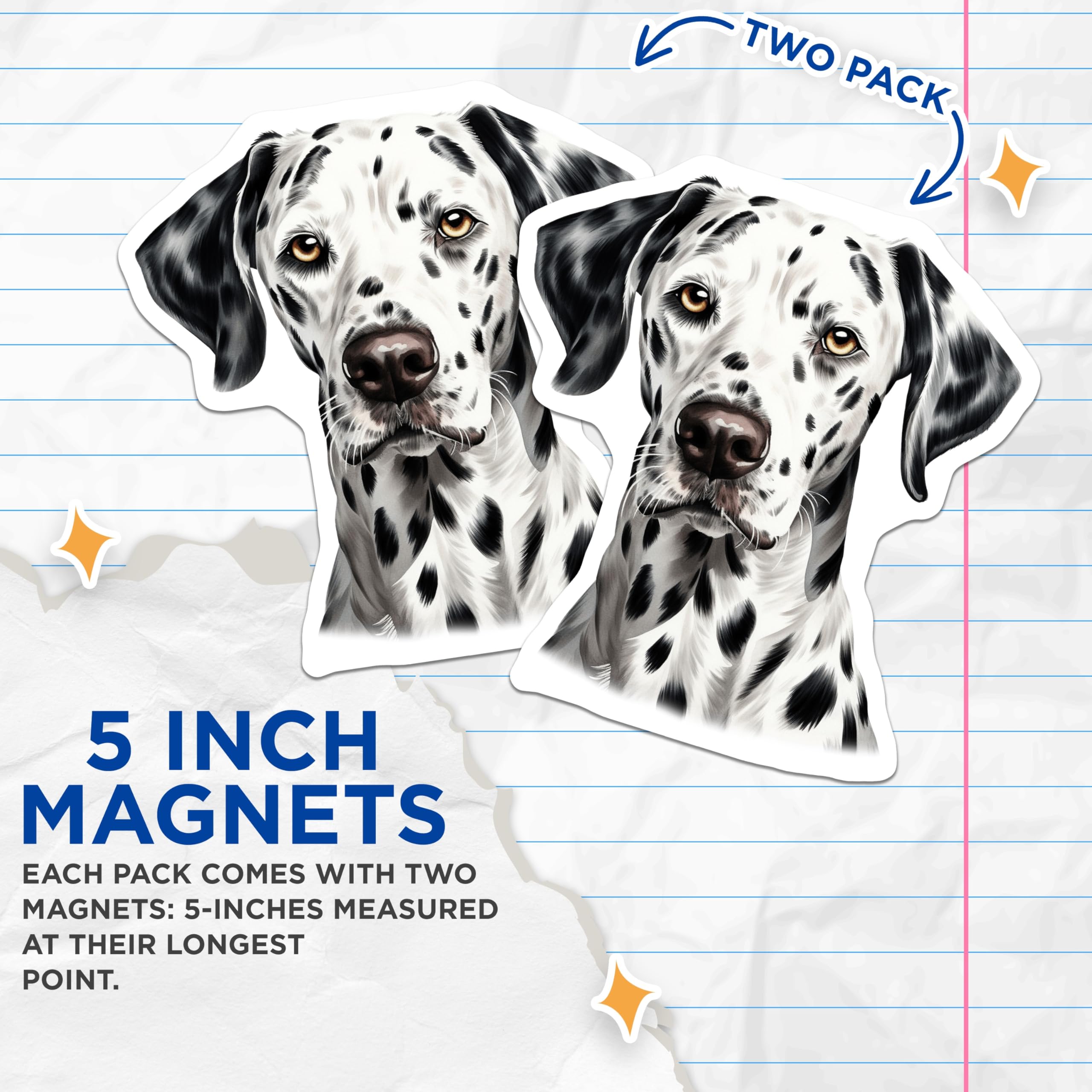 (2 Pack) Dalmatian Dog Magnets - Spotted Canine Art - Pet Lover Home Decor - 5 Inches On Longest Side - Thick Durable Magnet - Made in USA - MAG29425