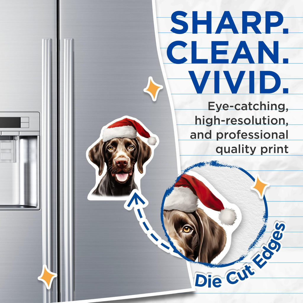 (2 Pack) Christmas Dog Magnets - Santa Hat Pup - Holiday Pet Decor for Fridge - 5 Inches On Longest Side - Thick Durable Magnet - Made in USA - MAG26249