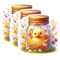 (3 Pack) Duckling Decals - Jar with Duck - Farmhouse Decals - 3 Inches On Longest Side - Easy Peel & Apply - Made in USA - 3MCS8152
