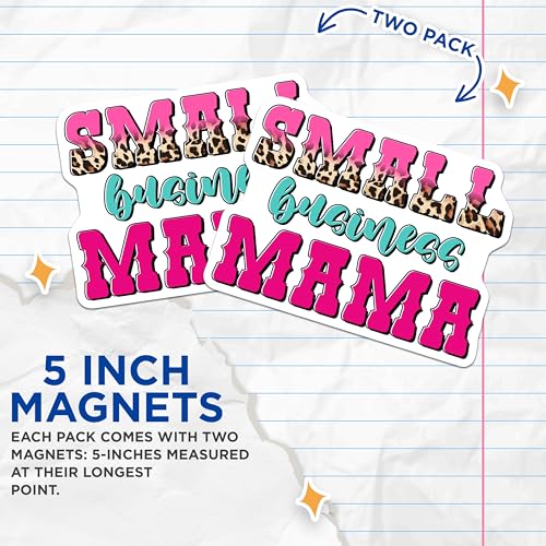 (2 Pack) Small Business Mama Magnets Magnets - Entrepreneur Mom Decor - Inspirational Magnet Set - 5" On Longest Side - Made in USA - Sticks to Refrigerators & Metal Surfaces - MAG8457