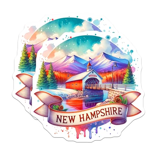 (2 Pack) New Hampshire Magnets - State Travel Souvenirs - Scenic Collectibles - New England Keepsakes - Refrigerator Decor - 5" On Longest Side - for Cars, Fridges, Toolboxes - Made in USA - MAG6872