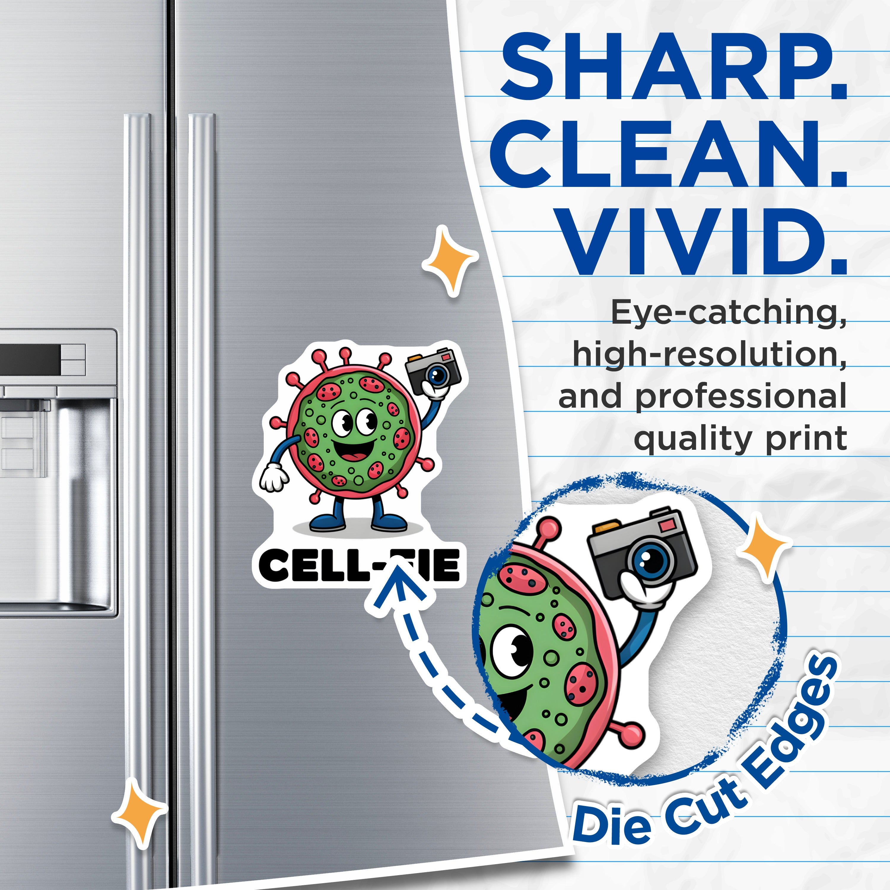 (2 Pack) Cell-fie Science Magnets - Funny Microbiology Decor - Biology Pun Magnet - Science Student Teacher Lab Worker Idea - 5 Inches On Longest Side - Thick Durable Magnet - Made in USA - MAG39429