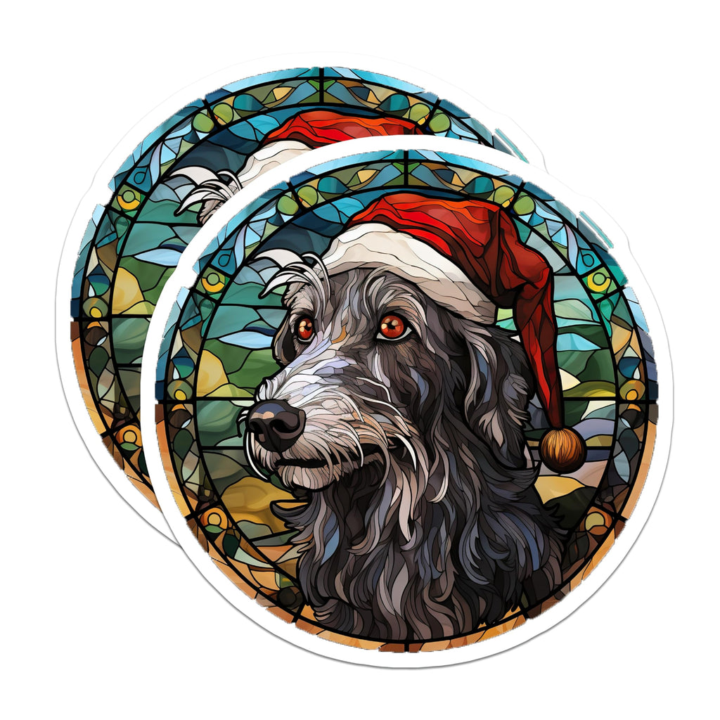 (2 Pack) Stained Glass Christmas Dog Magnets - Festive Pet Holiday Decor - Schnauzer Terrier Art Magnets - 5 Inches On Longest Side - Thick Durable Magnet - Made in USA - MAG23799