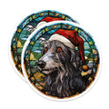 (2 Pack) Stained Glass Christmas Dog Magnets - Festive Pet Holiday Decor - Schnauzer Terrier Art Magnets - 5 Inches On Longest Side - Thick Durable Magnet - Made in USA - MAG23799