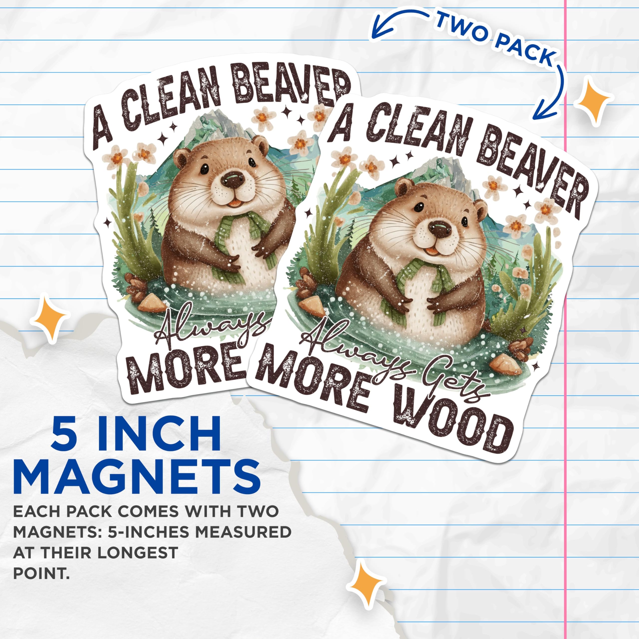 (2 Pack) Always Gets More Wood Decoration Magnet - Cute Animal Fridge Decorations - 5" On Longest Side - Sticks to Smooth Flat Surfaces - Made in USA - MAG9560