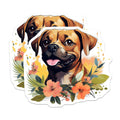 (2 Pack) Floral Dog Magnets - Pet Owner Decor - Happy Puppy Art Fridge Locker - 5 Inches On Longest Side - Thick Durable Magnet - Made in USA - MAG29058