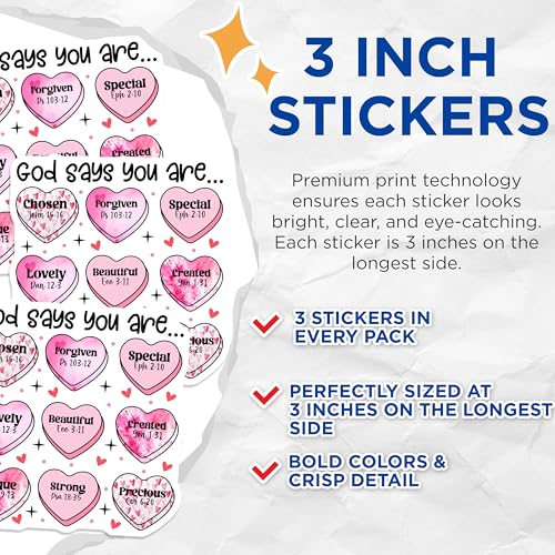 (3 Pack) God Says You are Decals - Christian Affirmation - Inspirational Decal - 3 Inches On Longest Side - Easy Peel & Apply - Made in USA - 3MCS2177
