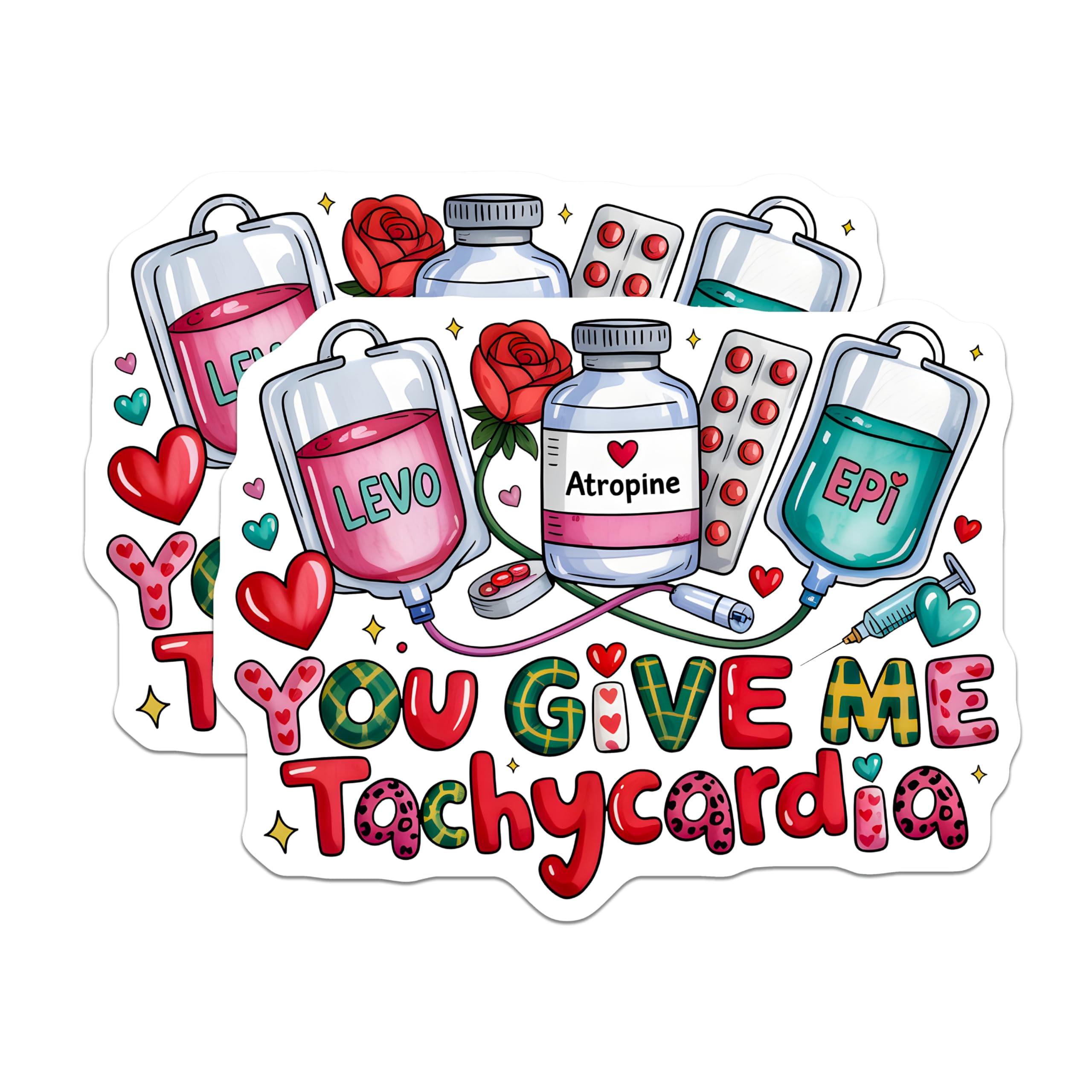 (2 Pack) You Give Me Tachycardia Magnets - Funny Medical Nurse Decor - Healthcare Professional Accessory - 5 Inches On Longest Side - Thick Durable Magnet - Made in USA - MAG23671