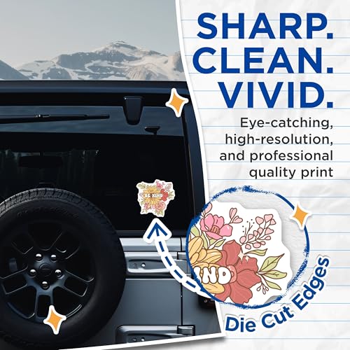 (2 Pack) Be Kind Stickers - Floral Sticker - Inspirational Quote Sticker - 5" On Longest Side - Sticks to Smooth Flat Surfaces - Made in USA - BMCS6436
