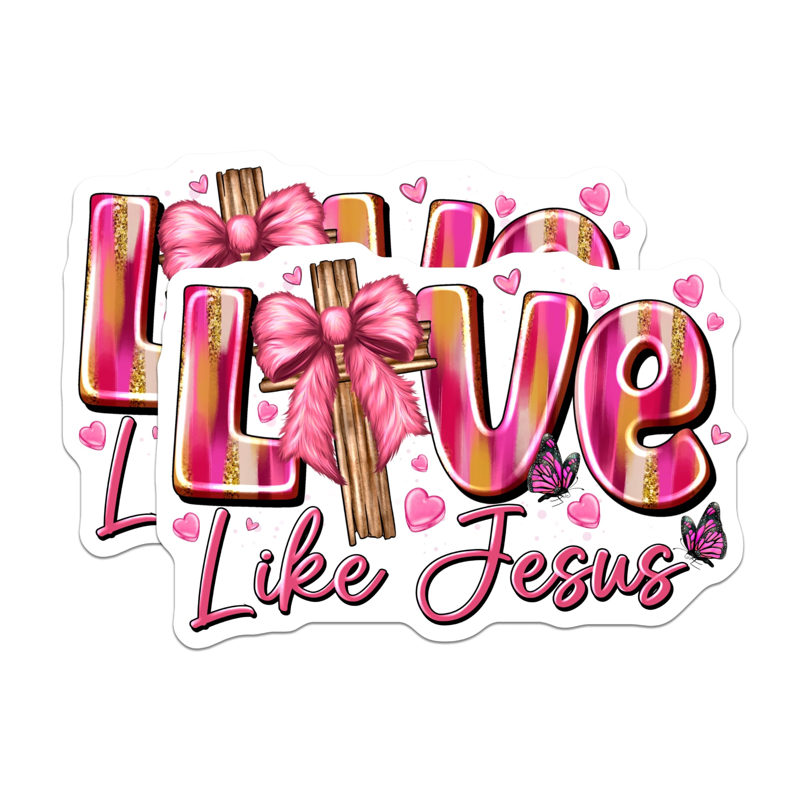 (2 Pack) Love Like Jesus Magnets - Christian Faith Decor - Inspirational Quote Sticker - 5 Inches On Longest Side - Thick Durable Magnet - Made in USA - MAG25690