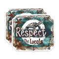 (2 Pack) Respect The Locals Stickers - Sea Turtle Stickers - Environmental Awareness Stickers - 5" On Longest Side - Sticks to Any Smooth Flat Surface - Made in USA - BMCS3059