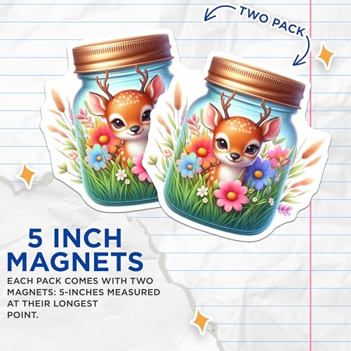 (2 Pack) Animal Lover Decor Magnet - Wildlife Home Decor - 5" On Longest Side - Sticks to Smooth Flat Surfaces - Made in USA - MAG9377
