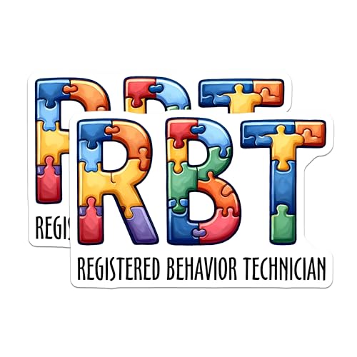 (2 Pack) Registered Behavior Technician Magnets - Colorful Puzzle Pattern Magnets - Special Education Magnets - 5" On Longest Side - for Cars, Refrigerators, Toolboxes, Lockers - Made in USA BMCS3163