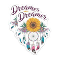 (2 Pack) Dreamer Sunflower Stickers - Dream Catcher Art - Inspirational Quote Sticker - 5" On Longest Side - Sticks to Smooth Flat Surfaces - Made in USA - BMCS7250