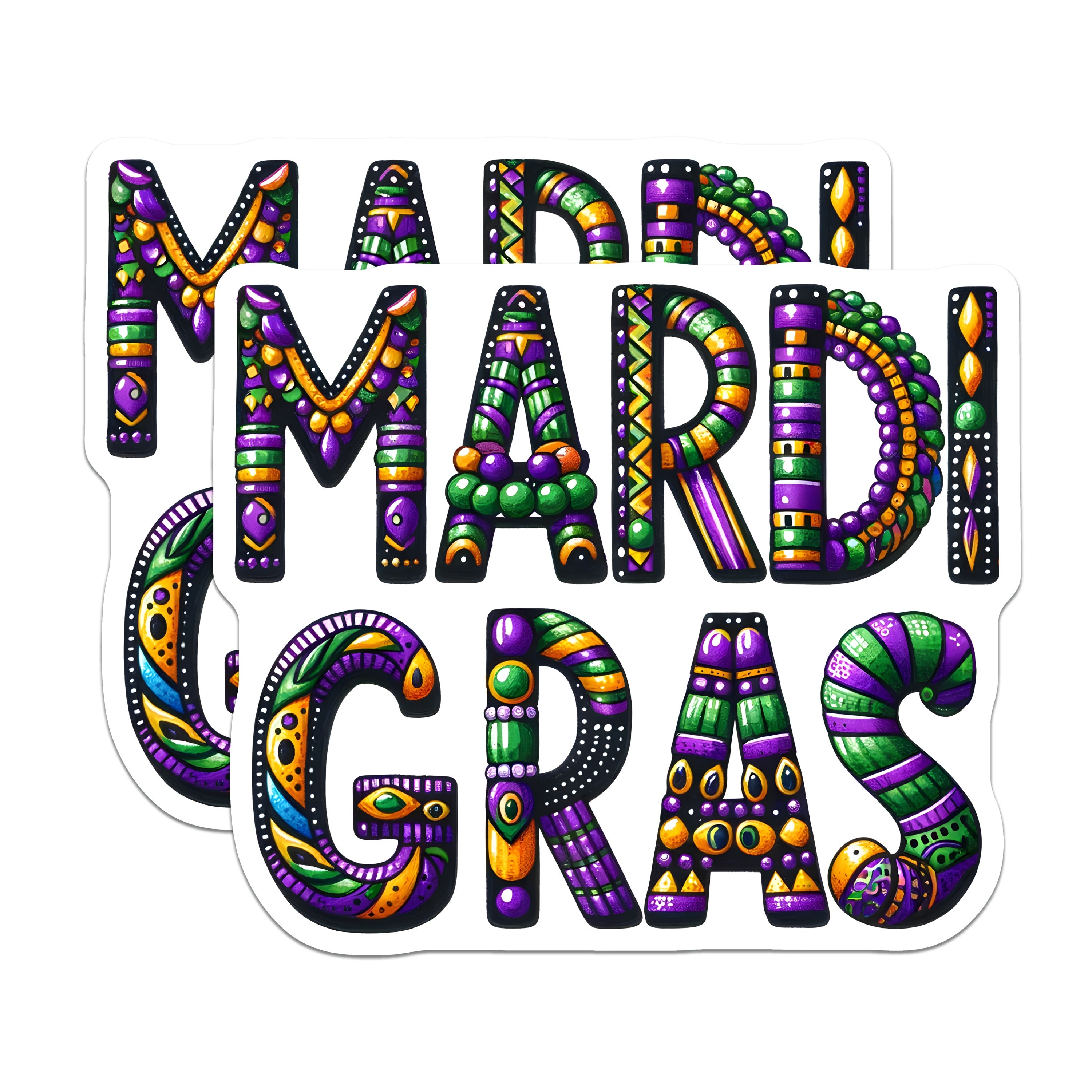 (2 Pack) Mardi Gras Decorative Magnets - Fat Tuesday Celebration - New Orleans Flair - 5 Inches On Longest Side - Thick Durable Magnet - Made in USA - MAG36887