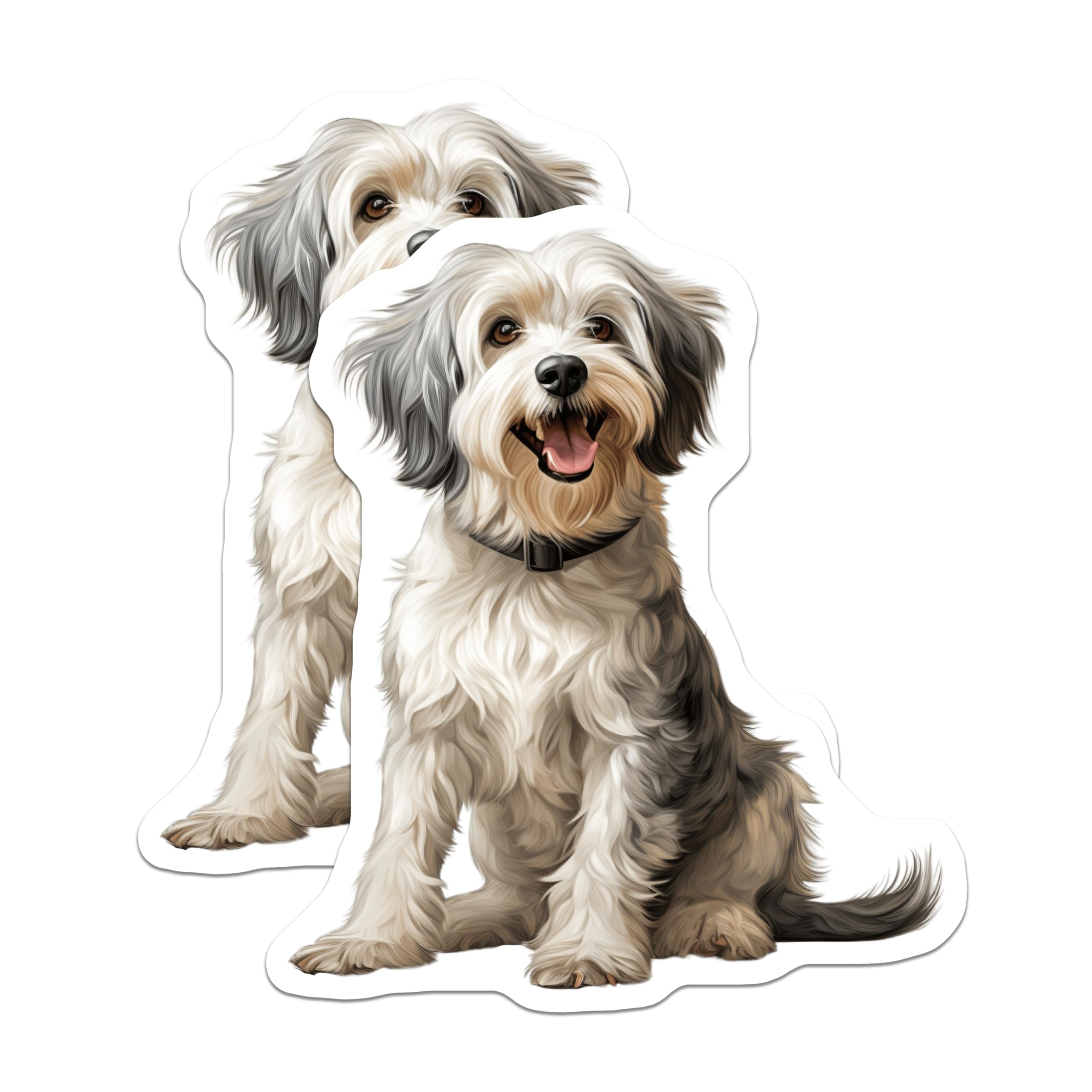(2 Pack) Adorable Fluffy Dog Magnets - Happy Shaggy Puppy Fridge Decor - Pet Lover Kitchen Appliance Magnetic Art - 5 Inches On Longest Side - Thick Durable Magnet - Made in USA - MAG24589