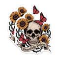 (2 Pack) Skull Sunflower Magnets - Gothic Butterfly Art - Beautifully Twisted Decor - Refrigerator Locker Accent - 5 Inches On Longest Side - Thick Durable Magnet - Made in USA - MAG23038