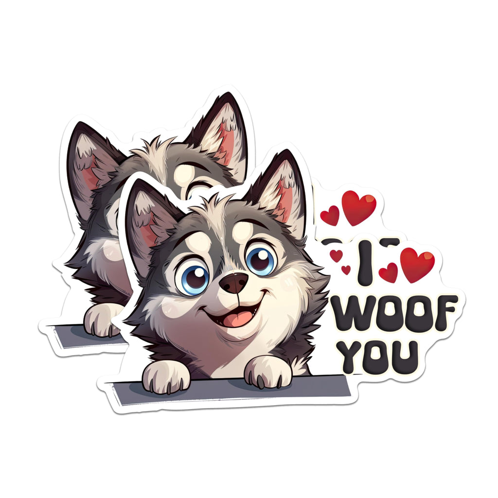 (2 Packs) I Woof You Husky Dog Magnets - Husky Dog Breed Magnets - 5 Inches On Longest Side - Premium Magnet - for Fridges, Toolboxes, Cars - Made in USA - MAG2532