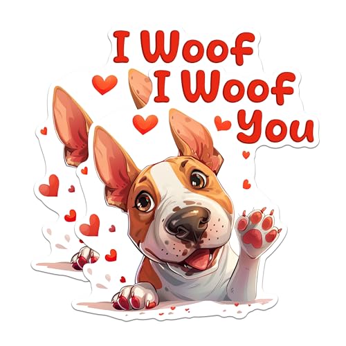 (2 Packs) I Woof You Bull Terrier Magnets - Bull Terrier Dog Breed Magnets - 5 Inches On Longest Side - Premium Magnet - for Fridges, Toolboxes, Cars - Made in USA - MAG2534