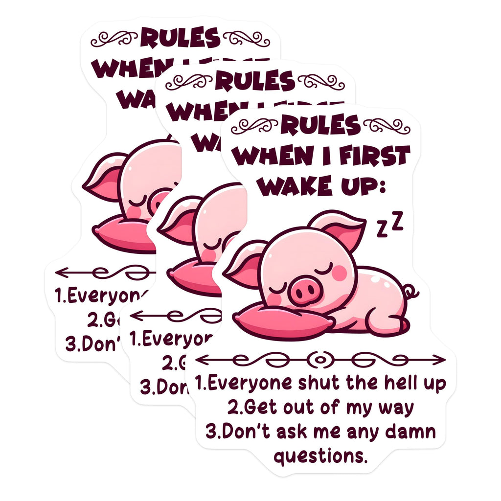 (3 Pack) Sleeping Pig Decals - Funny Quote Decal - Laptop Decals - 3 Inches On Longest Side - Easy Peel & Apply - Made in USA - 3MCS4431
