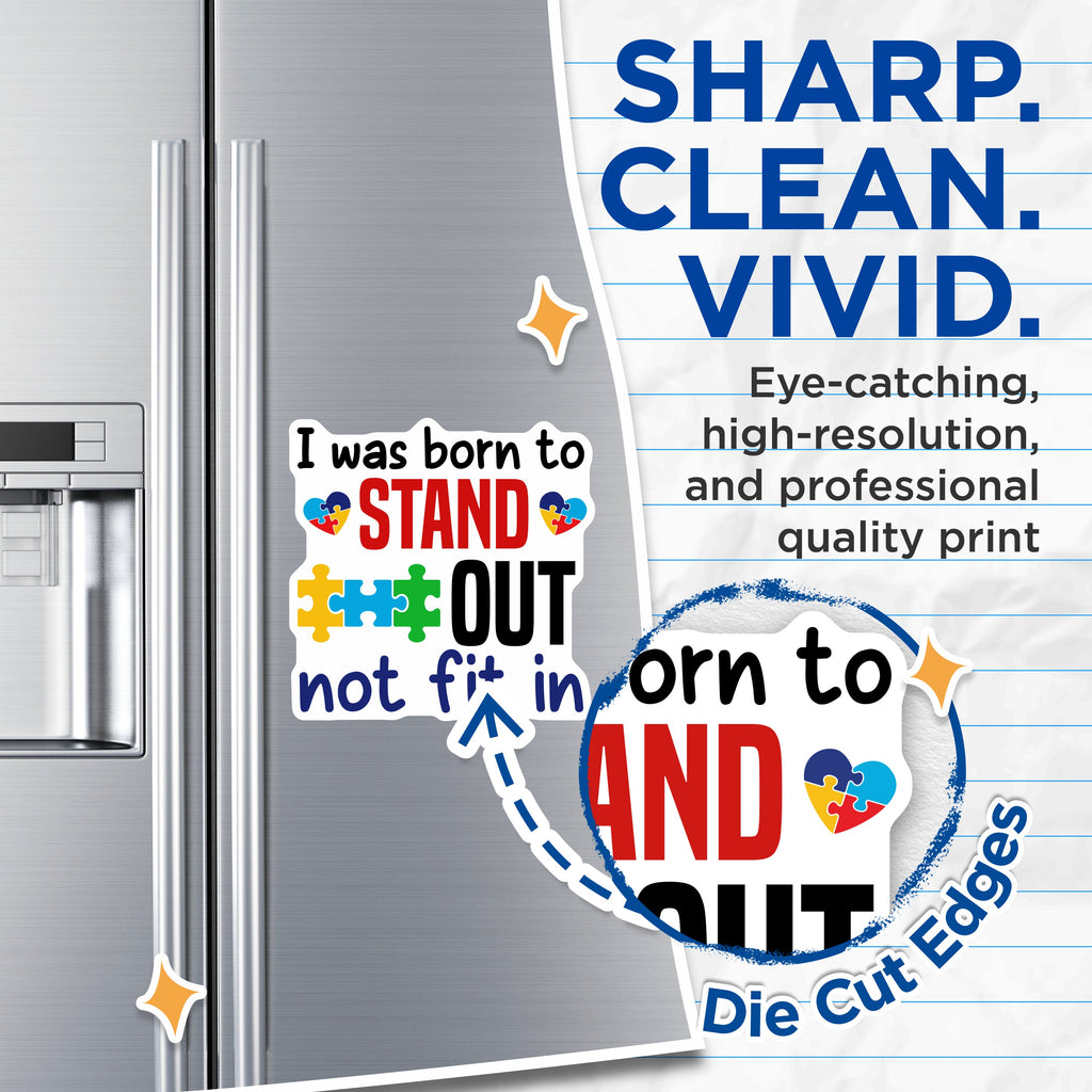 (2 Pack) Autism Awareness Magnets - Neurodiversity Acceptance - Stand Out Quote - Puzzle Heart Design - 5 Inches On Longest Side - Thick Durable Magnet - Made in USA - MAG38619