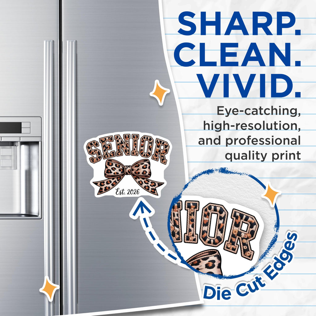 (2 Pack) Senior Magnets - Class of 2026 Leopard Print - Graduation High School College - 5 Inches On Longest Side - Thick Durable Magnet - Made in USA - MAG20019