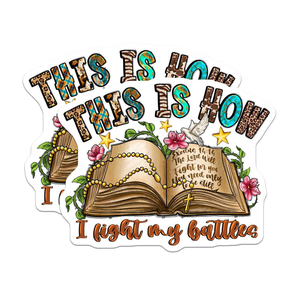 (2 Pack) This is How I Fight My Battles Magnets - Christian Religious Faith Decor - Bible Verse Refrigerator Magnet - 5 Inches On Longest Side - Thick Durable Magnet - Made in USA - MAG26006