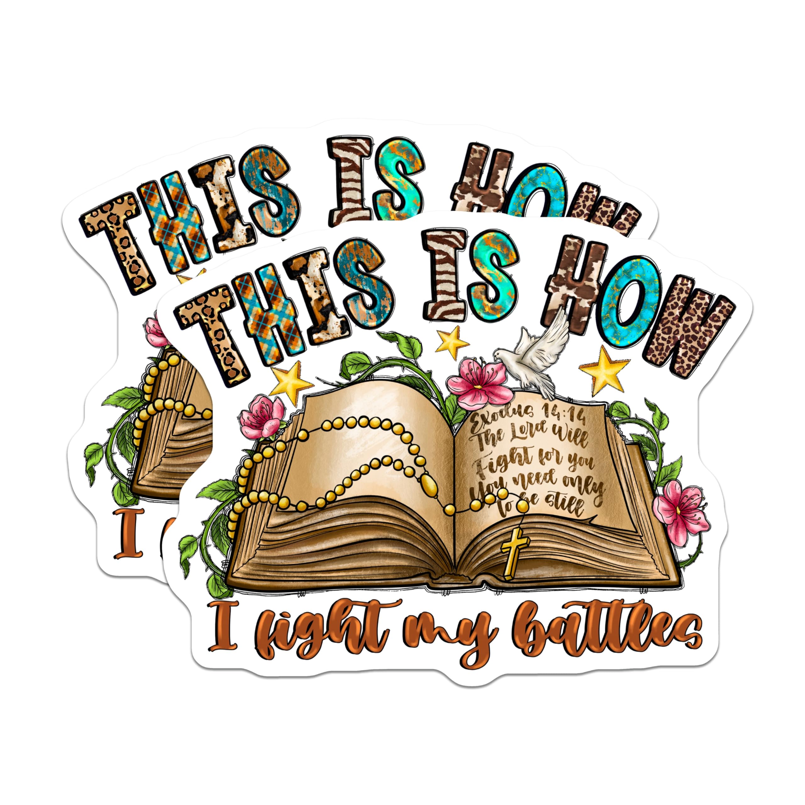 (2 Pack) This is How I Fight My Battles Magnets - Christian Religious Faith Decor - Bible Verse Refrigerator Magnet - 5 Inches On Longest Side - Thick Durable Magnet - Made in USA - MAG26006
