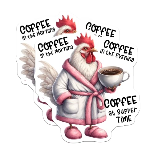 (2 Pack) Chicken Coffee Magnets - Funny Rooster Fridge - Cute Kitchen Magnets - Humorous Chicken Art - 5" On Longest Side - for Cars, Fridges, Toolboxes - Made in USA - MAG4509