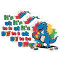 (3 Pack) Autism Awareness Decals - Dinosaur Puzzle - Different is Ok - Laptop Decals - 3 Inches On Longest Side - Easy Peel & Apply - Made in USA - 3MCS8456