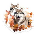 (2 Pack) Husky Autumn Magnets - Alaskan Malamute Decor - Fall Dog Fridge Accessory - 5 Inches On Longest Side - Thick Durable Magnet - Made in USA - MAG30649