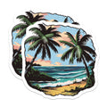 (2 Pack) Tropical Beach Magnets - Palm Tree Ocean Scene - Coastal Decor Fridge Magnets - 5 Inches On Longest Side - Thick Durable Magnet - Made in USA - MAG36574