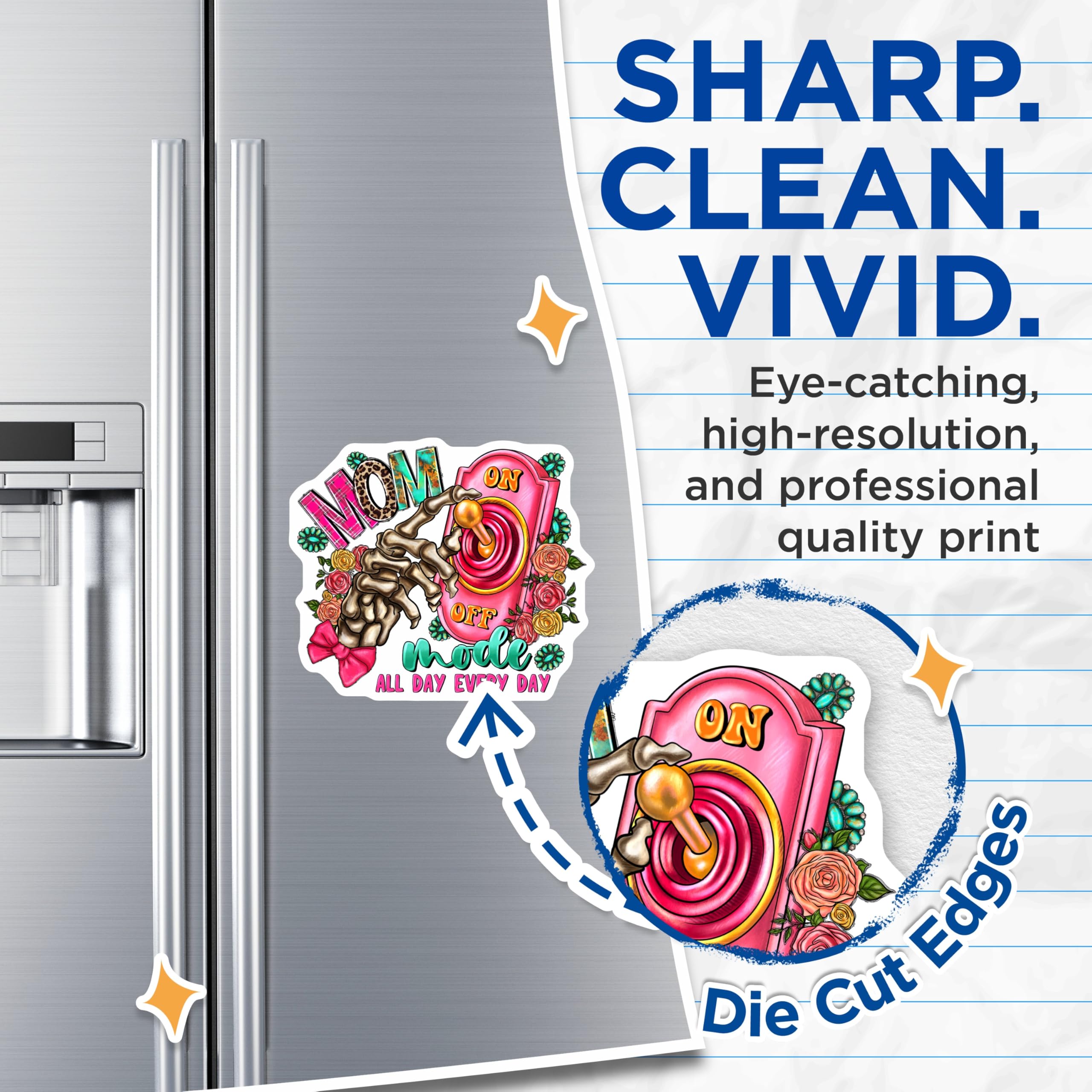 (2 Pack) Mom Life Toggle Switch Magnets - Skeleton Hand Humor - Western Boho Refrigerator Decor - 5 Inches On Longest Side - Thick Durable Magnet - Made in USA - MAG28773