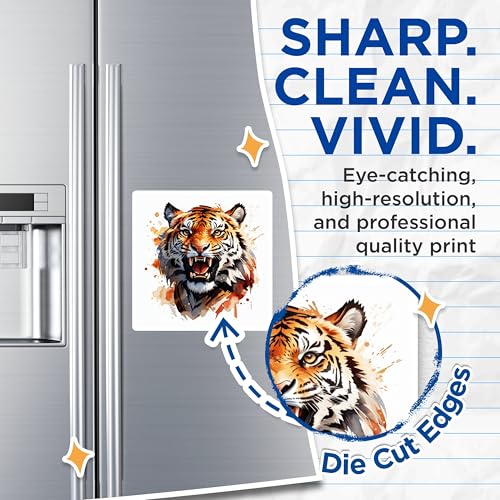 (2 Pack) Tiger Face Art Magnets Magnets - Animal Lover Decor - Wildlife Refrigerator Decoration - 5" On Longest Side - Made in USA - Sticks to Refrigerators & Metal Surfaces - MAG8709