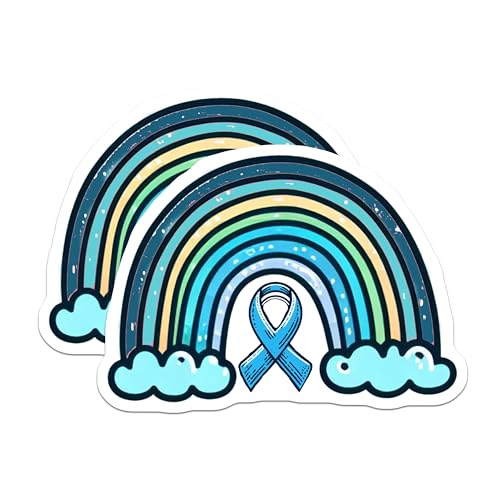 (2 Pack) Autism Awareness Stickers - Rainbow Ribbon Stickers - Support Stickers - 5" On Longest Side - Sticks to Smooth Flat Surfaces - Made in USA - BMCS3826