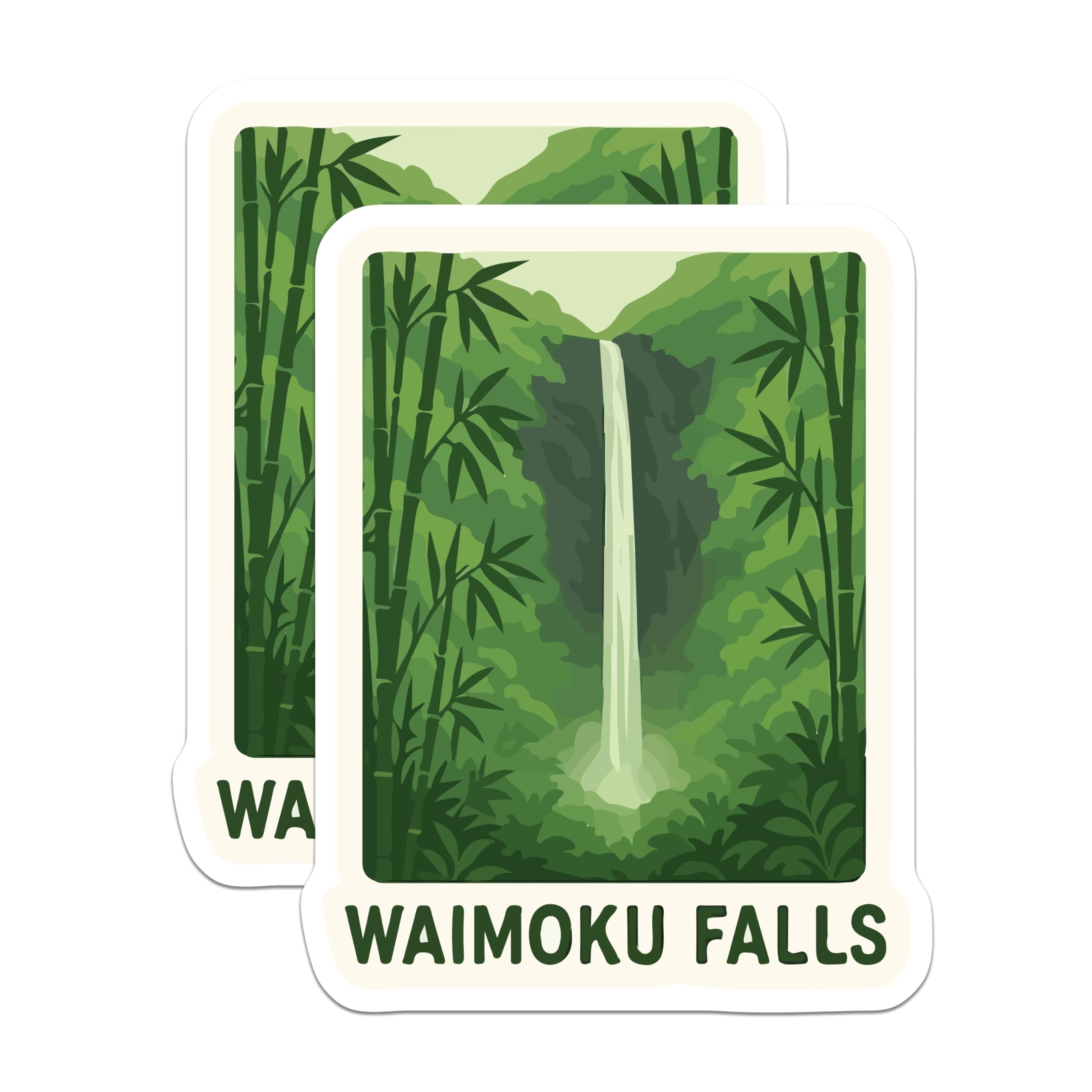 (2 Pack) Waimoku Falls Magnets - Maui Waterfall Decor - Hawaii Bamboo Forest Souvenir - 5 Inches On Longest Side - Thick Durable Magnet - Made in USA - MAG19883