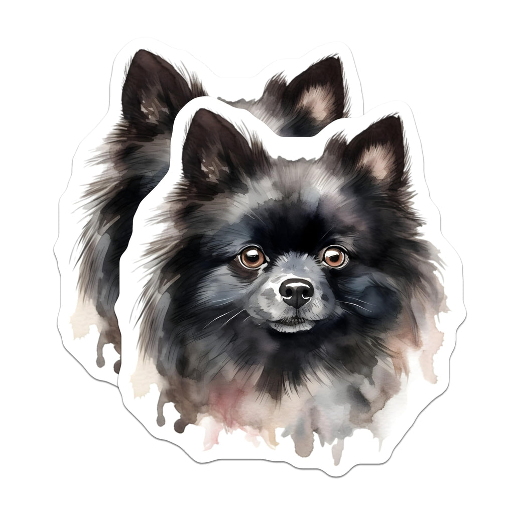 (2 Pack) Black Pomeranian Magnets - Watercolor Dog Art - Fluffy Pom Pet Lover Decor - Dog Mom Kitchen Fridge - 5 Inches On Longest Side - Thick Durable Magnet - Made in USA - MAG26602