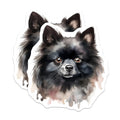 (2 Pack) Black Pomeranian Magnets - Watercolor Dog Art - Fluffy Pom Pet Lover Decor - Dog Mom Kitchen Fridge - 5 Inches On Longest Side - Thick Durable Magnet - Made in USA - MAG26602