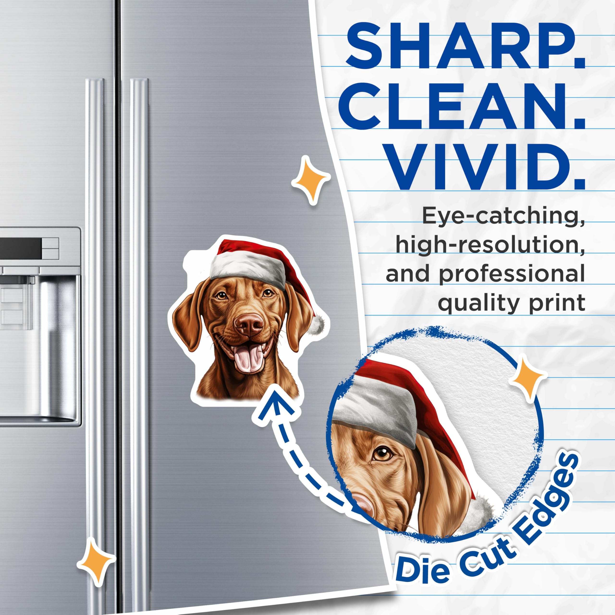 (2 Pack) Christmas Dog Magnets - Festive Pet Lover Decor - Holiday Canine Fridge Art - 5 Inches On Longest Side - Thick Durable Magnet - Made in USA - MAG25922