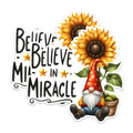 (2 Pack) Gnome Sunflower Magnet Set - Believe in Miracle Magnets - Inspirational Quote Magnets- 5" On Longest Side - for Fridges, Toolboxes, Cars - Made in USA - MAG2902