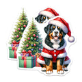 (2 Pack) Bernese Mountain Dog Magnets - Christmas Dog Decor - Santa Puppy Refrigerator Art - Pet Lover Winter - 5 Inches On Longest Side - Thick Durable Magnet - Made in USA - MAG25392