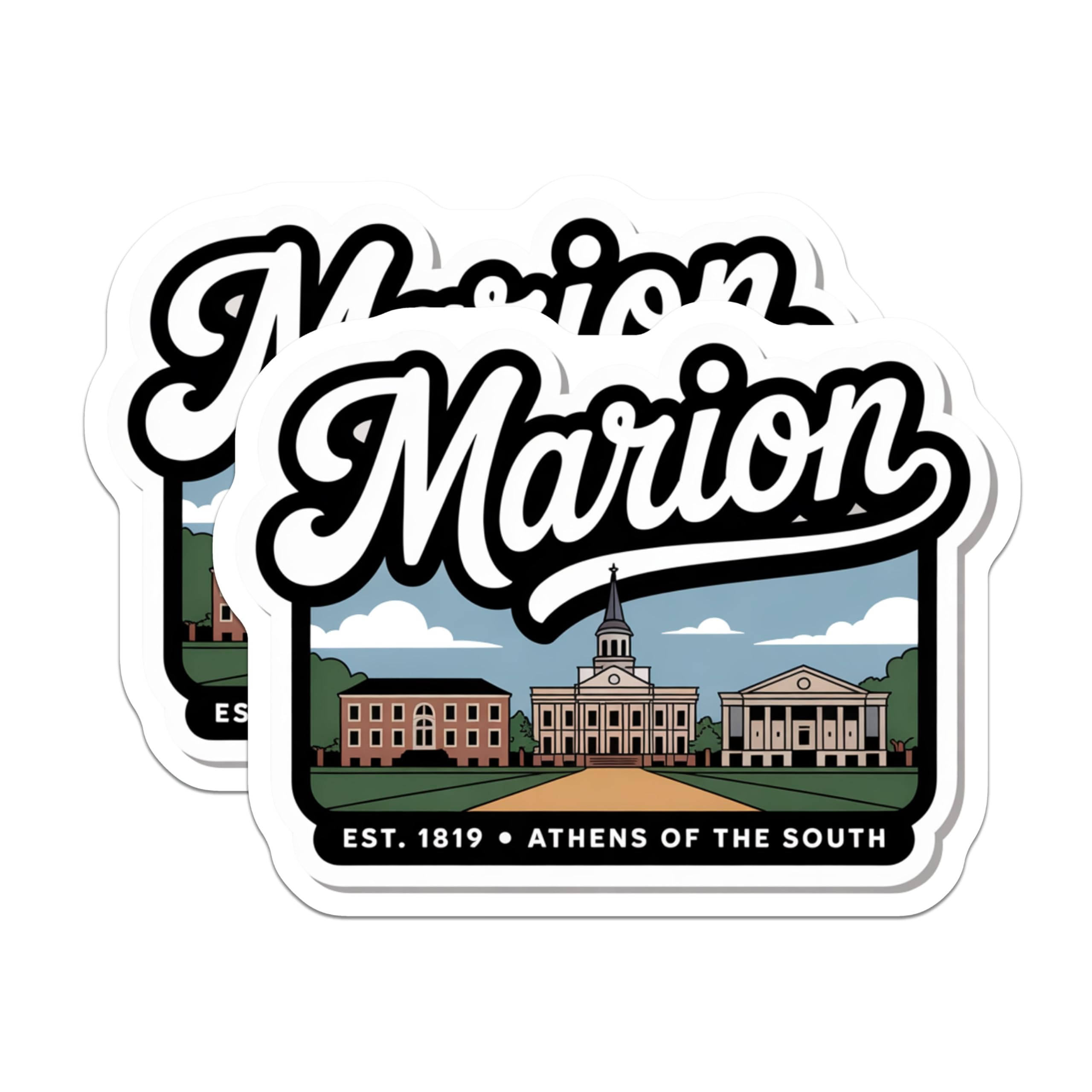 (2 Pack) Marion Alabama Magnets - Athens of The South Souvenir - Town Landmark Decor - 5" On Longest Side - Premium Magnet - for Cars, Refrigerators, Toolboxes, Lockers - Made in USA - MAG18255