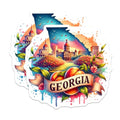 (2 Pack) Georgia Stickers - State Pride - Vintage Peach Design - 5" On Longest Side - Sticks to Smooth Flat Surfaces - Made in USA - BMCS6891
