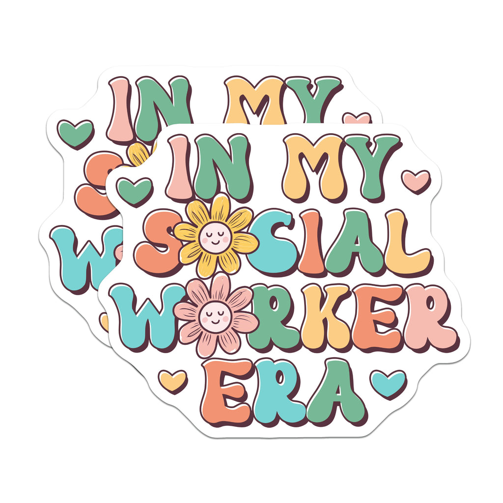 (2 Pack) Social Worker Era Magnets - Groovy Appreciation Gift - Graduation Student Professional Decor - 5 Inches On Longest Side - Thick Durable Magnet - Made in USA - MAG37778