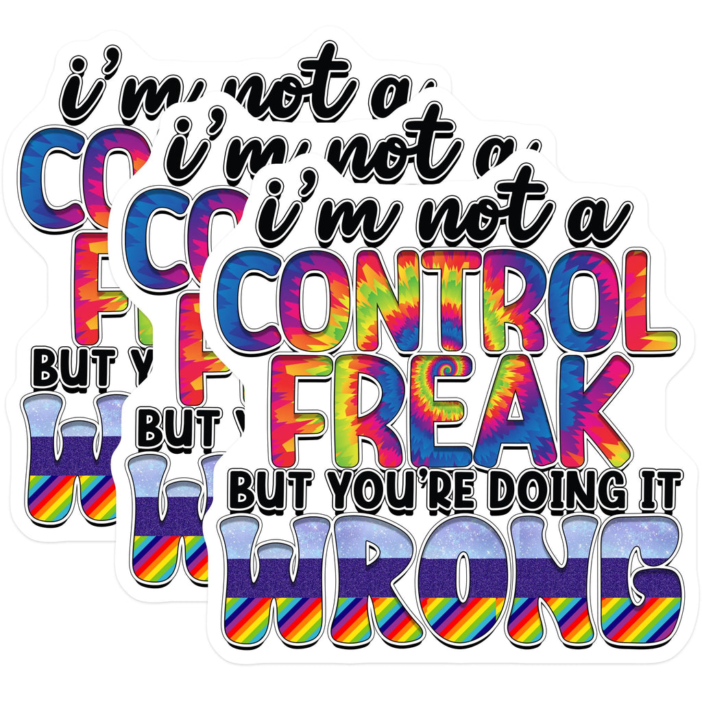 (3 Pack) Control Freak Decals - Funny Quote Stickers - Sarcastic Saying Decals - 3 Inches On Longest Side - Easy Peel & Apply - Made in USA - 3MCS2879
