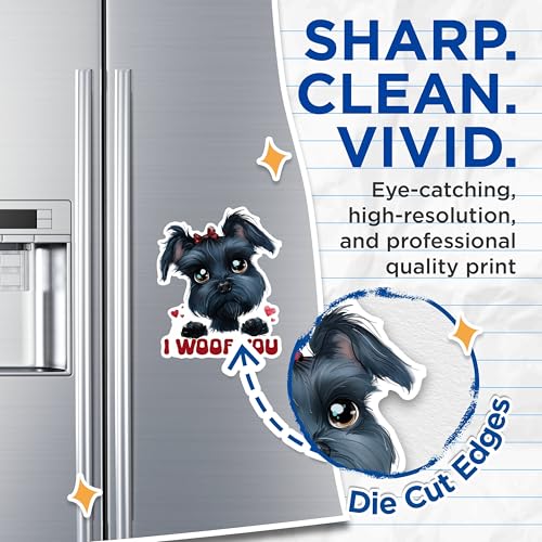 (2 Packs) I Woof You Schnauzer Dog Magnets - Schnauzer Dog Breed Magnets - 5 Inches On Longest Side - Premium Magnet - for Fridges, Toolboxes, Cars - Made in USA - MAG2531