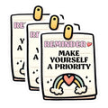 (3 Pack) Reminder Decals - Self Priority - Rainbow Heart Decals - Laptop Decal - 3 Inches On Longest Side - Easy Peel & Apply - Made in USA - 3MCS2028
