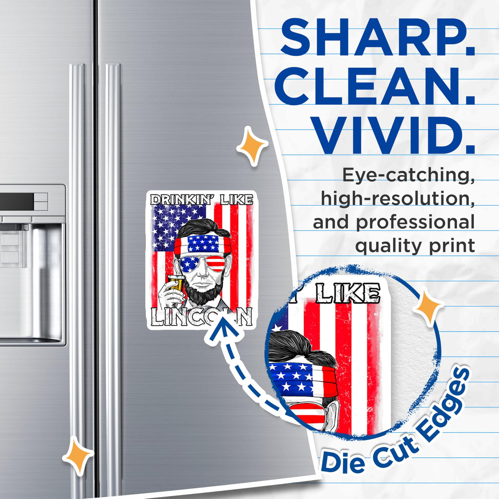 (2 Pack) Drinkin Like Lincoln Magnets - Funny Abraham Lincoln - Patriotic Beer Decor for Men - 5 Inches On Longest Side - Thick Durable Magnet - Made in USA - MAG27251