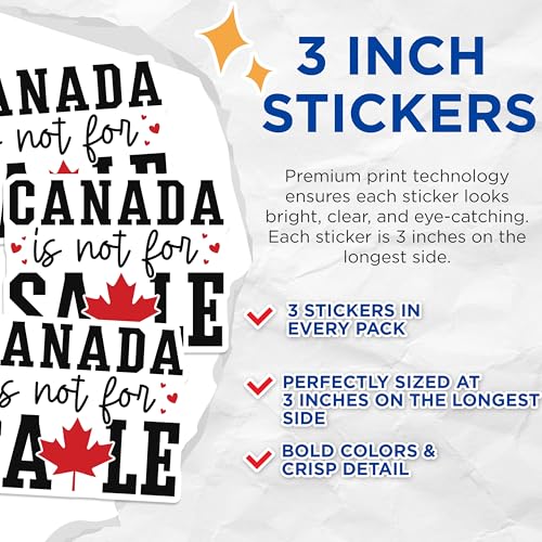 (3 Pack) Canada is Not for Sale Decals - Laptop Decals - Maple Leaf Stickers - 3 Inches On Longest Side - Easy Peel & Apply - Made in USA - 3MCS8661