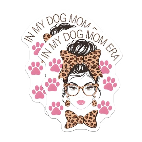 (2 Pack) in My Dog Mom Era Magnets - Leopard Print Dog Mom Magnet - Fun Pet Lover Decor - 5" On Longest Side - for Cars, Fridges, Toolboxes - Made in USA - MAG7191